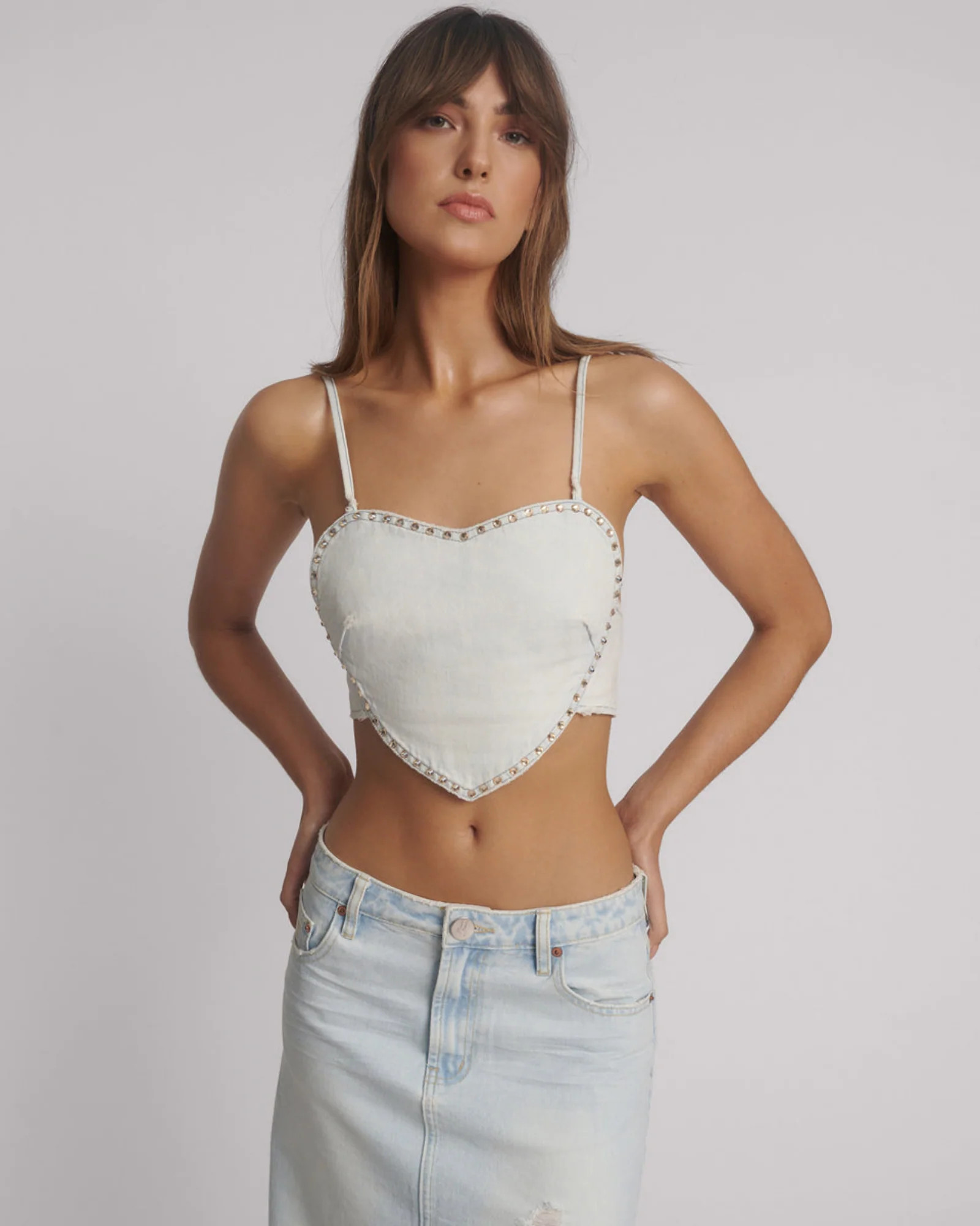 Denim Heart Backless Crop Top - Le Surf Blue | One Teaspoon | OneTeaspoon