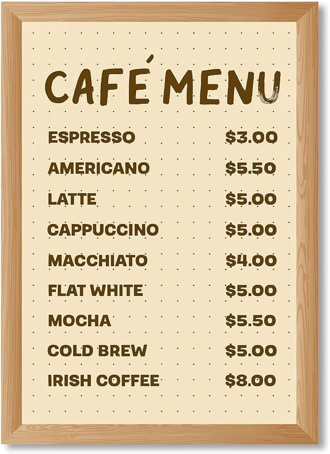 Framed Vintage Coffee Menu Poster Canvas Print Art for Kitchen Wall Decor Rustic Caf Drink List A... | Amazon (US)