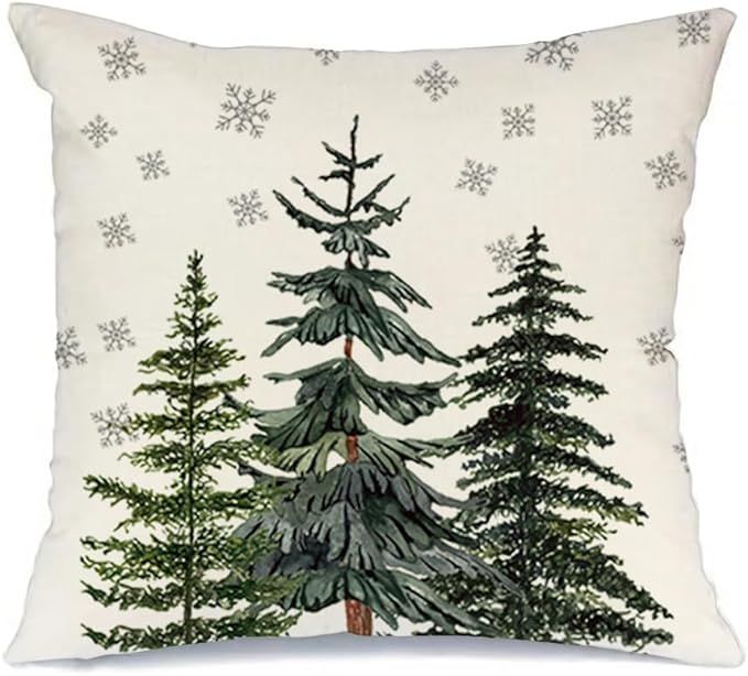 RABUSOFA Green Pine Christmas Tree Pillows Decorative Throw Pillows 20x20 Inch,Christmas Snowflak... | Amazon (US)