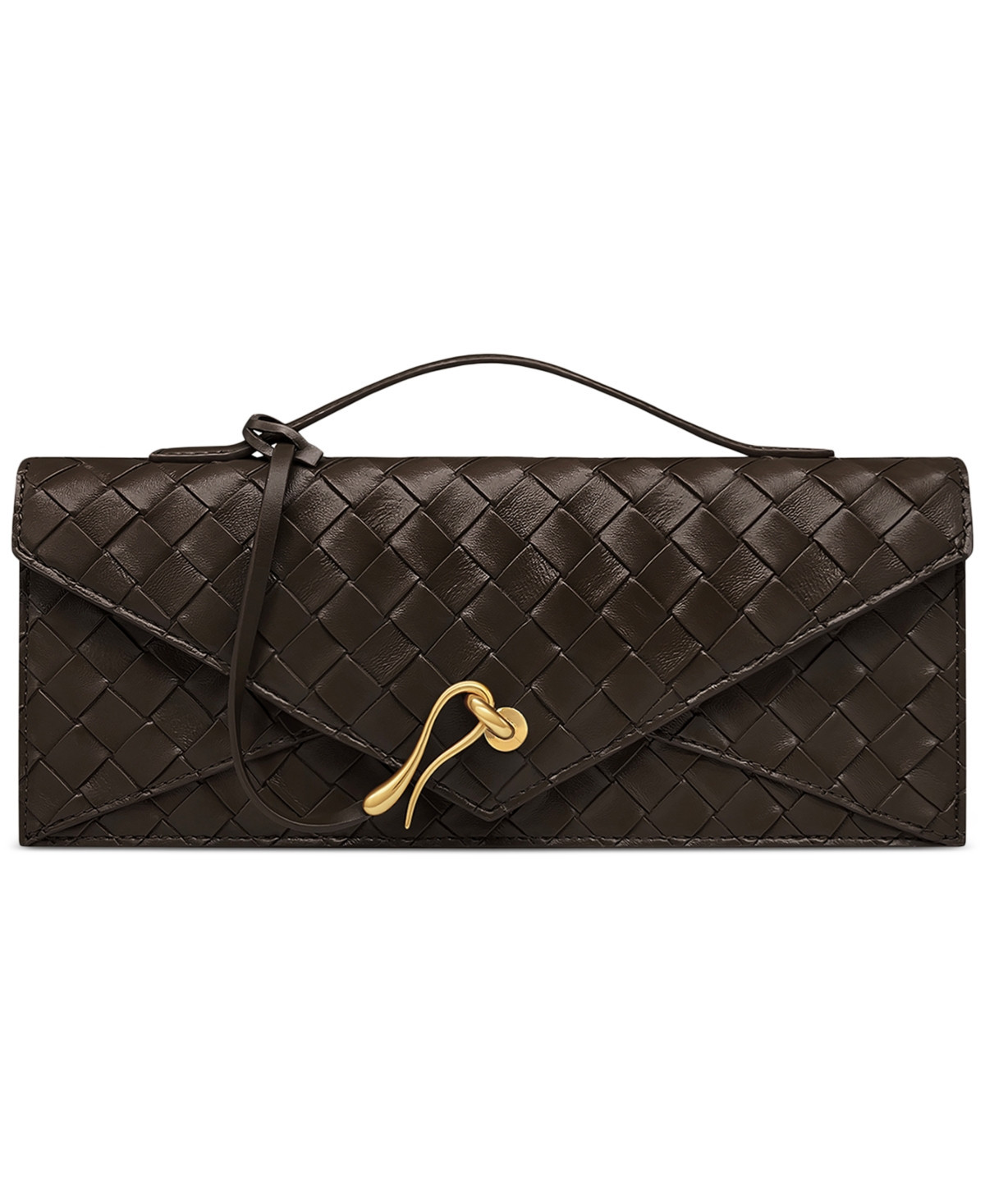 Jw Pei Celeste Small Woven Textured Envelope Top Handle Clutch Handbag - Dark Brown | Macy's