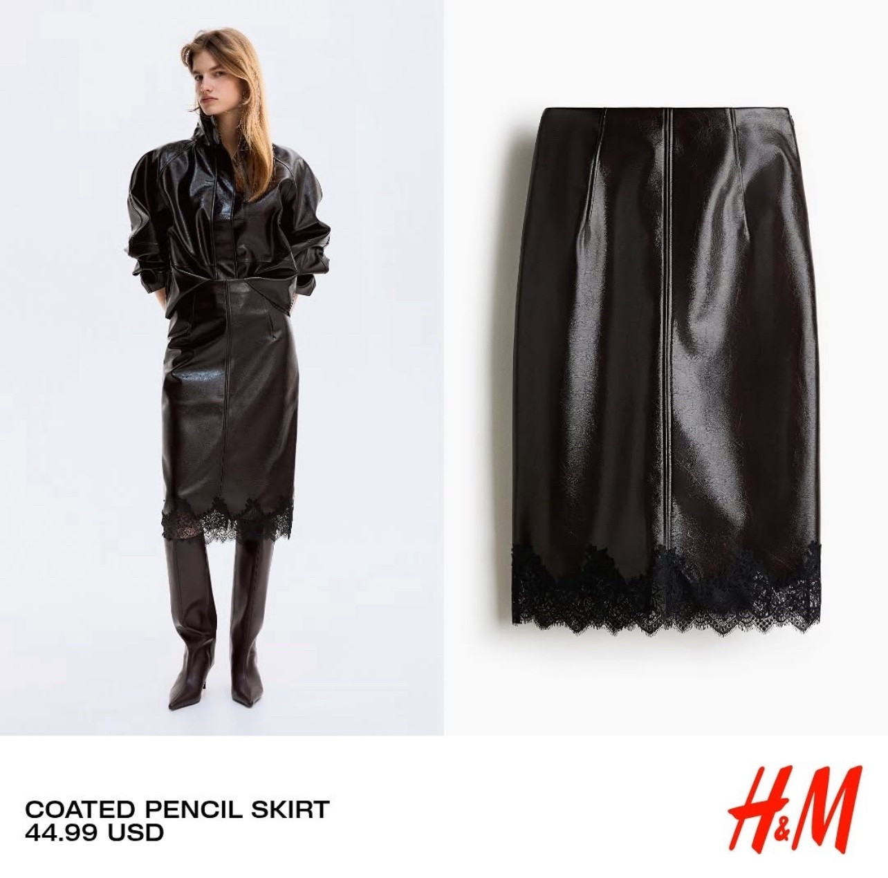 H&M new in
COATED PENCIL SKIRT