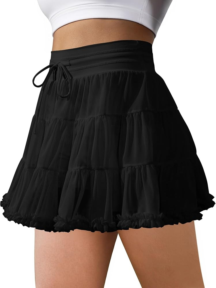 Women's Tennis Skirt with Shorts High Waisted Golf Athletic Skirts with 2 Pockets Pleated Tulle S... | Amazon (US)