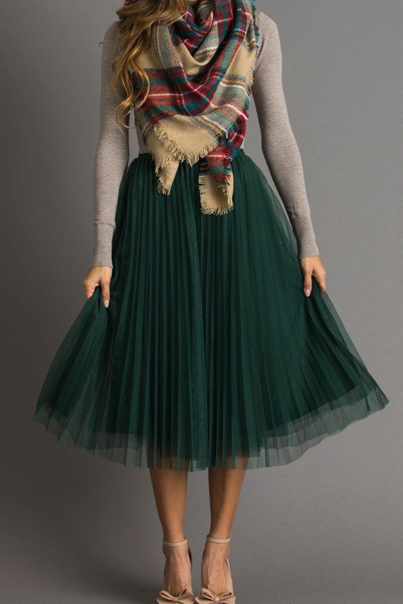 Vienna Pleated Tulle Midi Skirt | Morning Lavender
