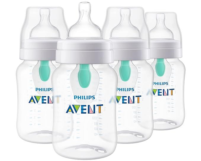 Philips AVENT Anti-Colic Baby Bottles with AirFree Vent, 9oz, 4pk, Clear, SCY703/04 | Amazon (US)