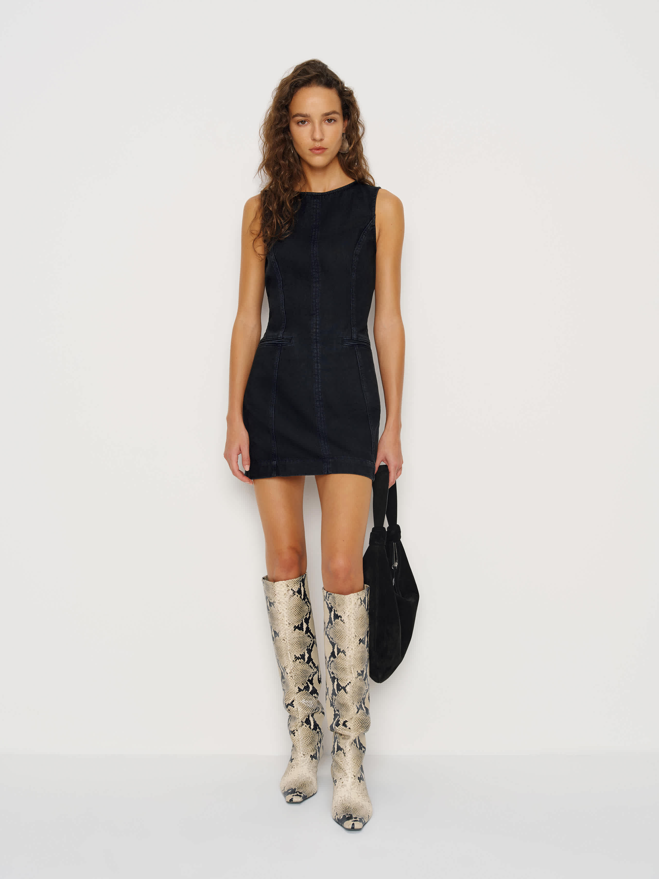 Reformation Citron Denim Mini Dress Black 14 | Reformation (Global)