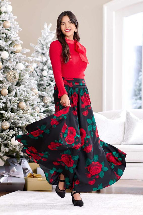 Sweeping Rose Floral Maxi Skirt | Cato Fashions