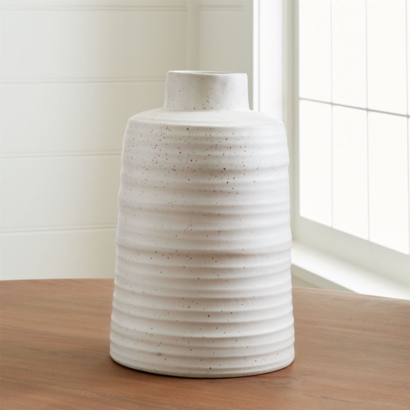 Holden White Ribbed Vase + Reviews | Crate and Barrel | Crate & Barrel