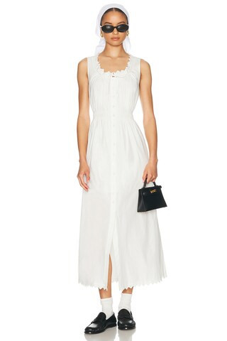 FRAME The Serene Midi Dress in White | FWRD 