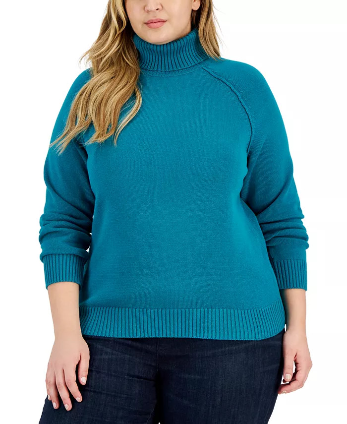 Plus Size Cotton Turtleneck Sweater, Created for Macy's | Macy's