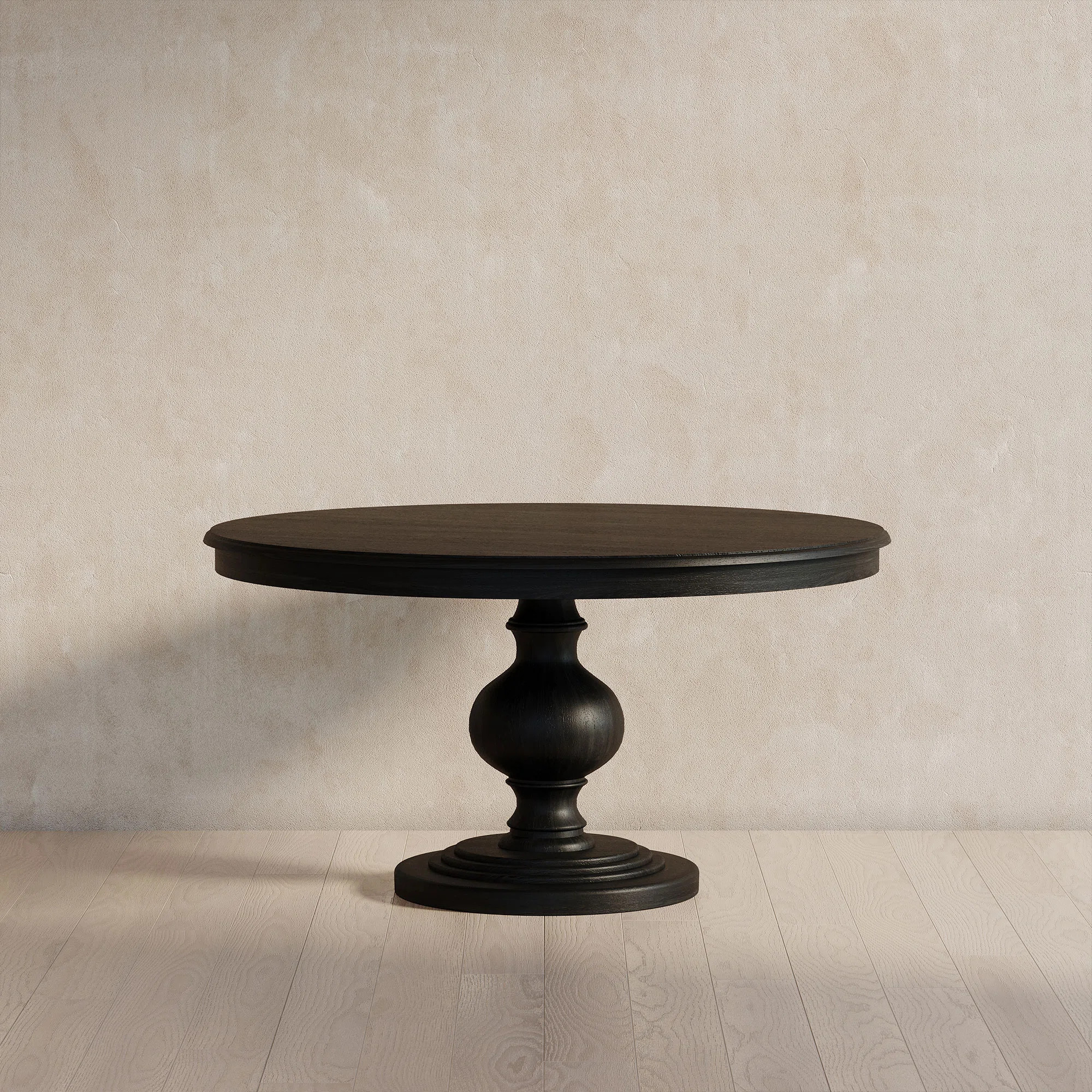 Maven Lane Zola Traditional Round Wooden Dining Table in Antiqued Black Finish | Wayfair North America