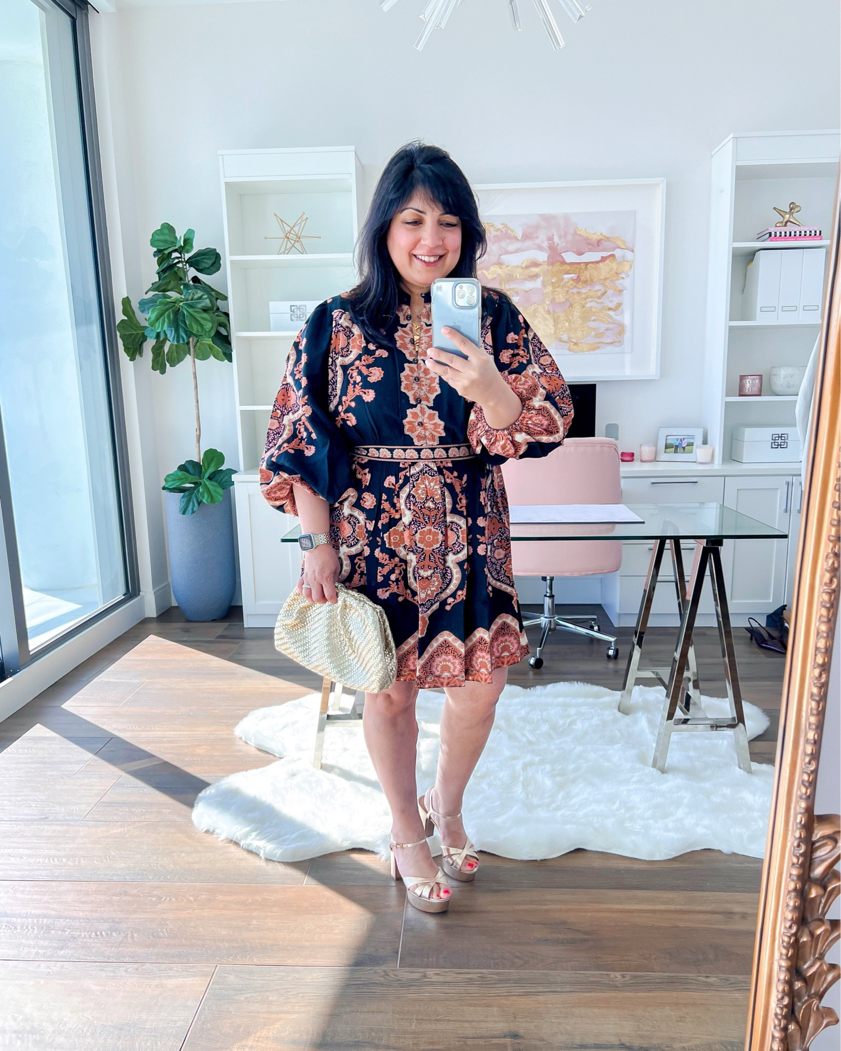 Obsessed with this dress! I have it in the lighter color combo for spring/summer and when they came out with this darker color combo for fall and winter, I fell in love and had to order it. It’s absolutely gorgeous in person and it’s the perfect fall dress, winter dress, wedding guest dress, date night outfit, party dress or vacation dress! So versatile and can be worn for so many different occasions!

Cleobella dress size large. Schutz sandals true to size. Anthropologie woven clutch bag. Brinker + Eliza necklace. Kendra Scott hoop earrings. Michele Apple Watch band. 


#LTKMidsize #LTKParties #LTKWedding