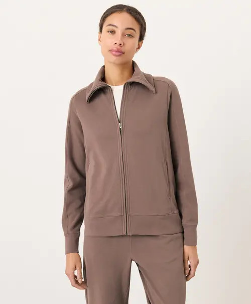 Pact CloudKnit Zip Jacket in Deep Taupe at Nordstrom, Size X-Small | Nordstrom