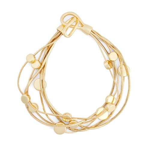 Napier Gold multi row soft flex bracelet featuring snake chain and stationed beads | Amazon (US)