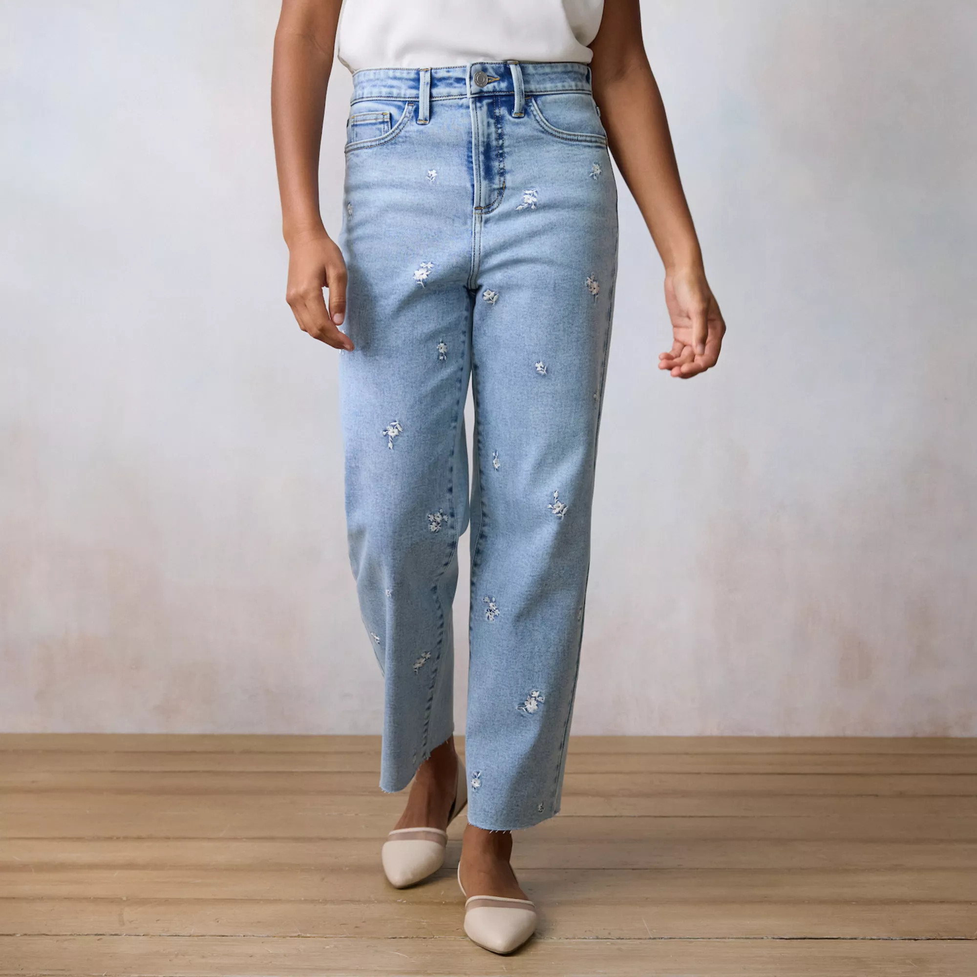 Women's LC Lauren Conrad Ultra High Rise Straight Ankle Jeans with Raw Hem | Kohl's