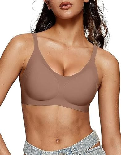 OEAK Women's Wireless Push Up Bra - Comfortable Smooth U Neck Bralette, Full Coverage, Seamless T-Shirt Everyday Bras, Coffee L | Amazon (US)