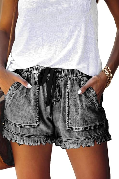 YOCUR Womens Lightweight Shorts Casual Baggy Trendy Hot Pants Elastic Waist Drawstring Comfy Shor... | Amazon (US)