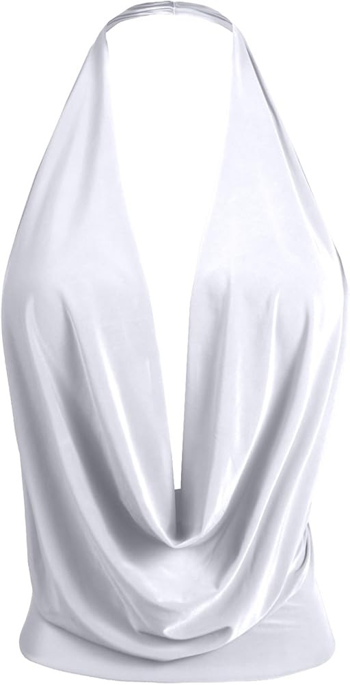 J. LOVNY Womens Womens Lightweight Low Cut Halter Top S-3XL | Amazon (US)