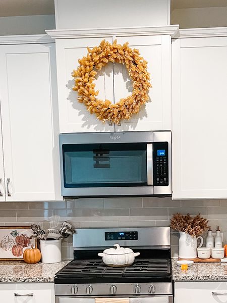 Fall kitchen 🍂🍁 hops wreath, fall decor, pumpkin Dutch oven, pumpkin decor 

#LTKSeasonal #LTKhome