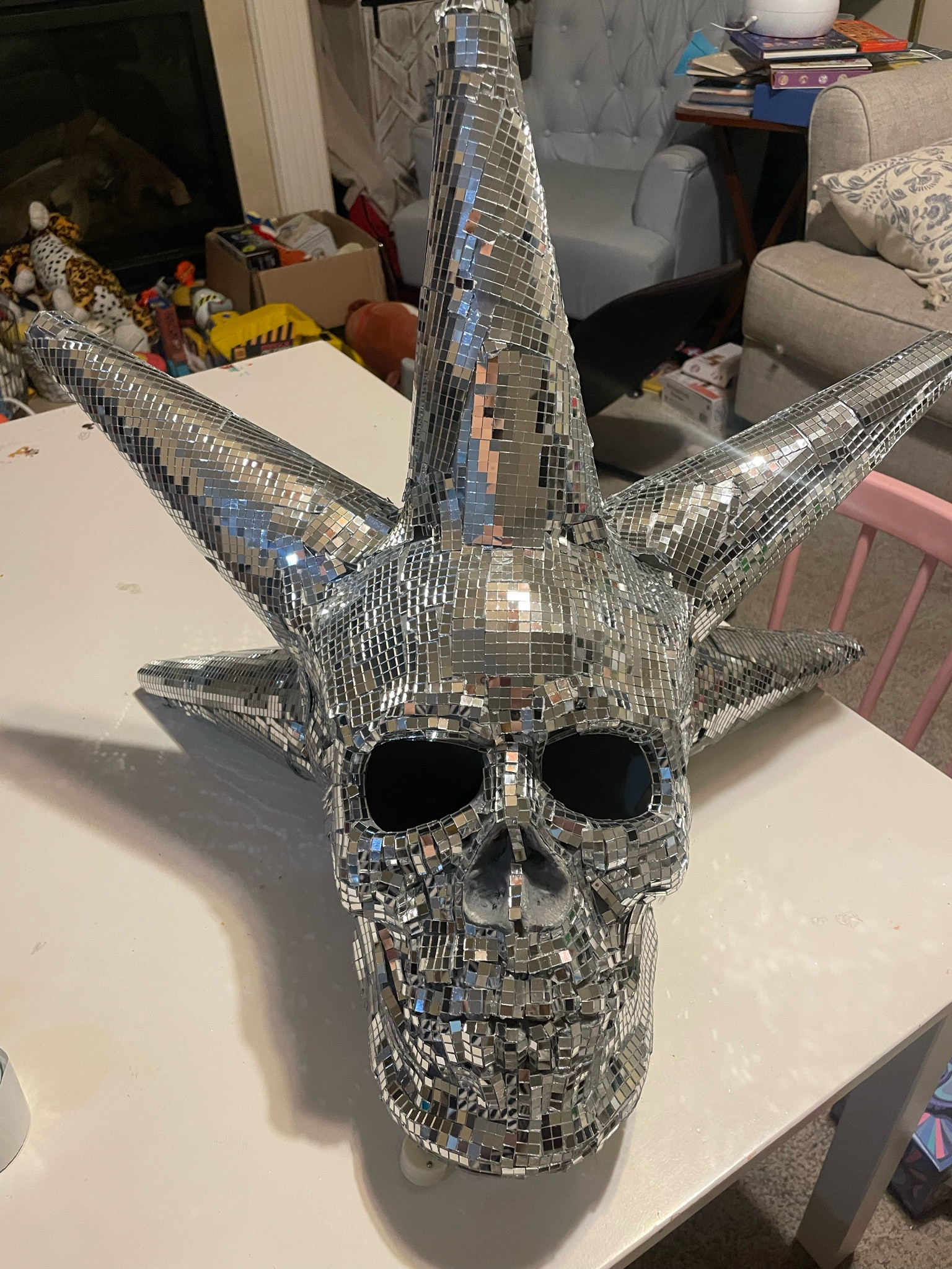 My skull disco ball that I made for my upcoming Halloween party

#LTKParties #LTKHalloween