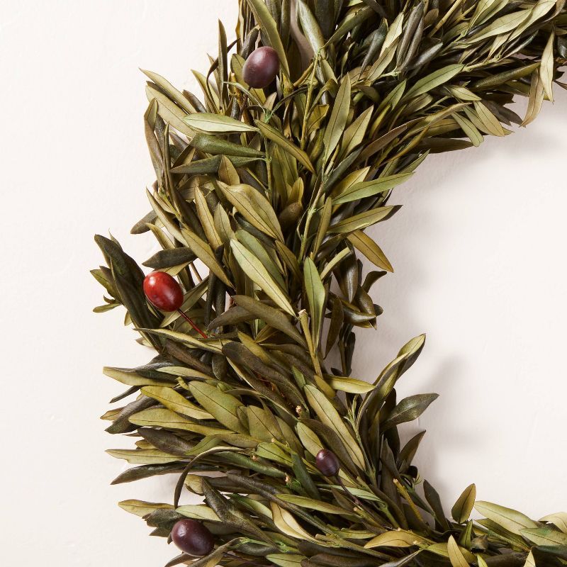 20" Preserved Olive Leaf Wreath - Hearth & Hand™ with Magnolia | Target