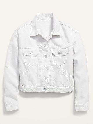 White Cropped Jean Jacket for Women | Old Navy (US)