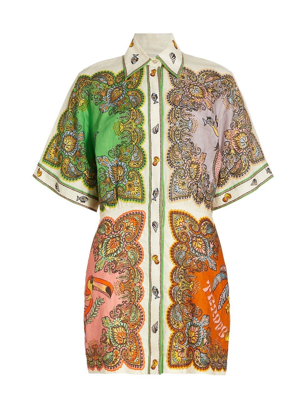 Trippy Troppo Colorblocked Linen Minidress | Saks Fifth Avenue