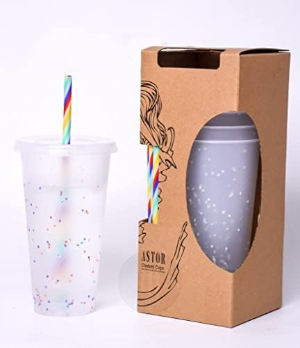 Amazon.com: Astor | Confetti Cups | Set of 5 Reusable Cups with Lids and Straws | Iced Coffee Tum... | Amazon (US)
