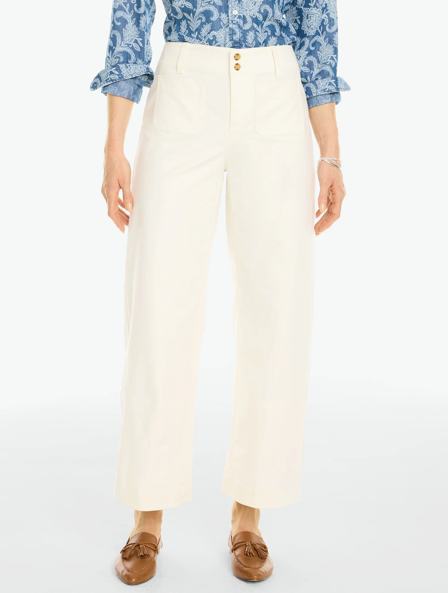 Stretch Knit Herringbone Wide Ankle Pants - Deep Forest - 18 Talbots | Talbots
