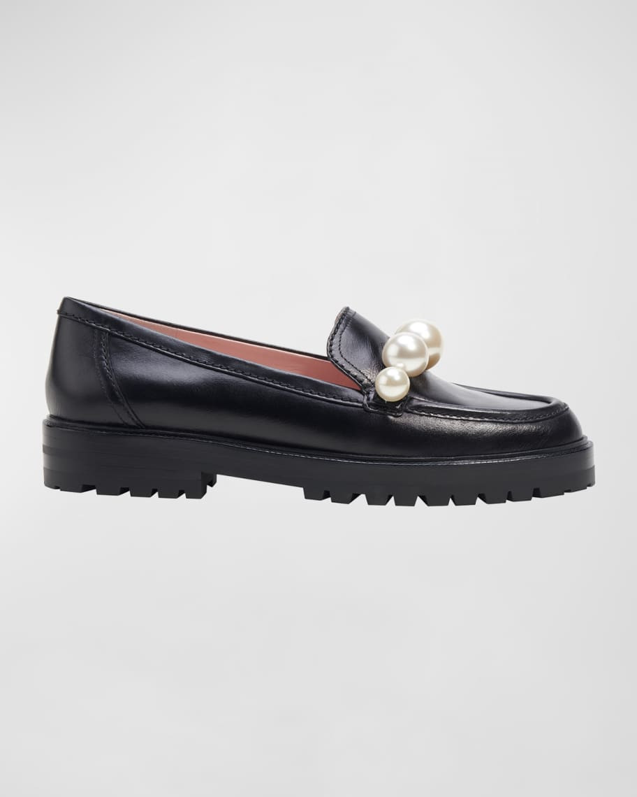 kate spade new york posh pearly-strap leather loafers | Neiman Marcus