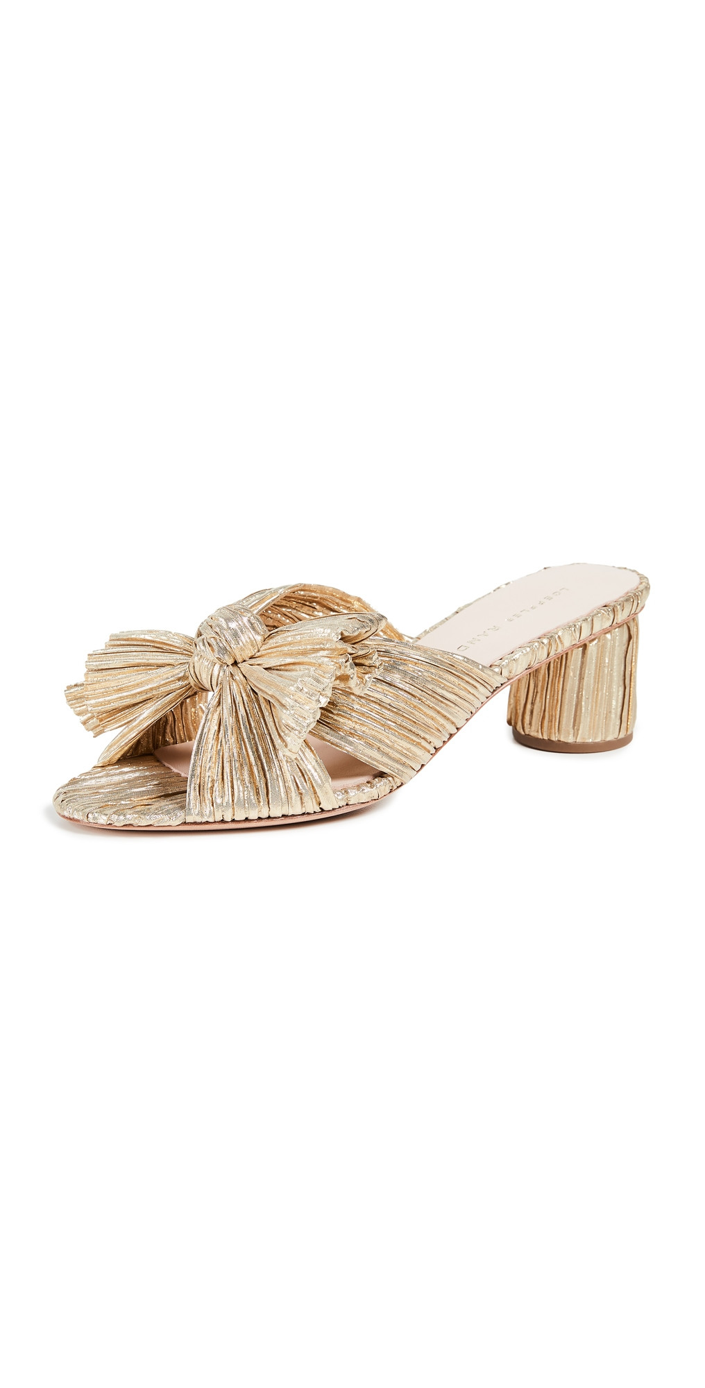 Loeffler Randall Emilia Pleated Bow Sandals Gold 5 | Shopbop