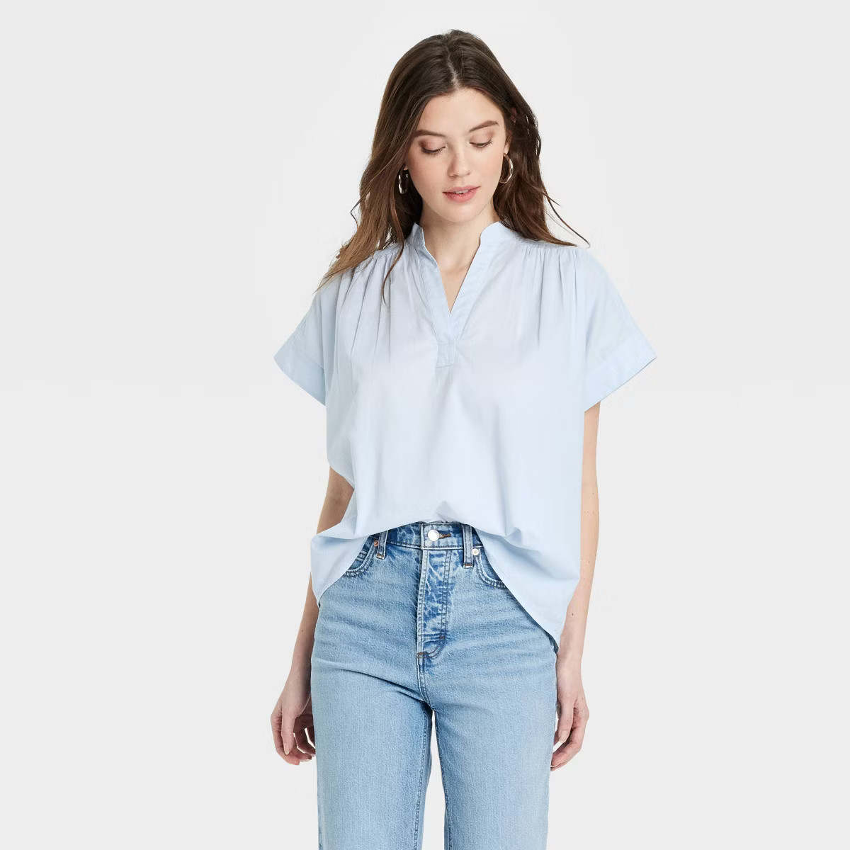 Women's Short Sleeve Flowy Popover Blouse - Universal Thread™ | Target