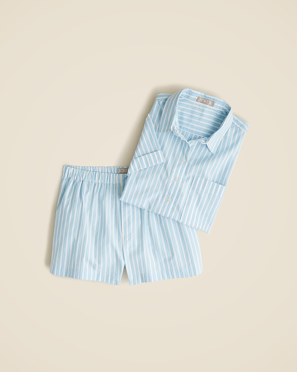Cotton poplin pajama short set in stripe | J. Crew US