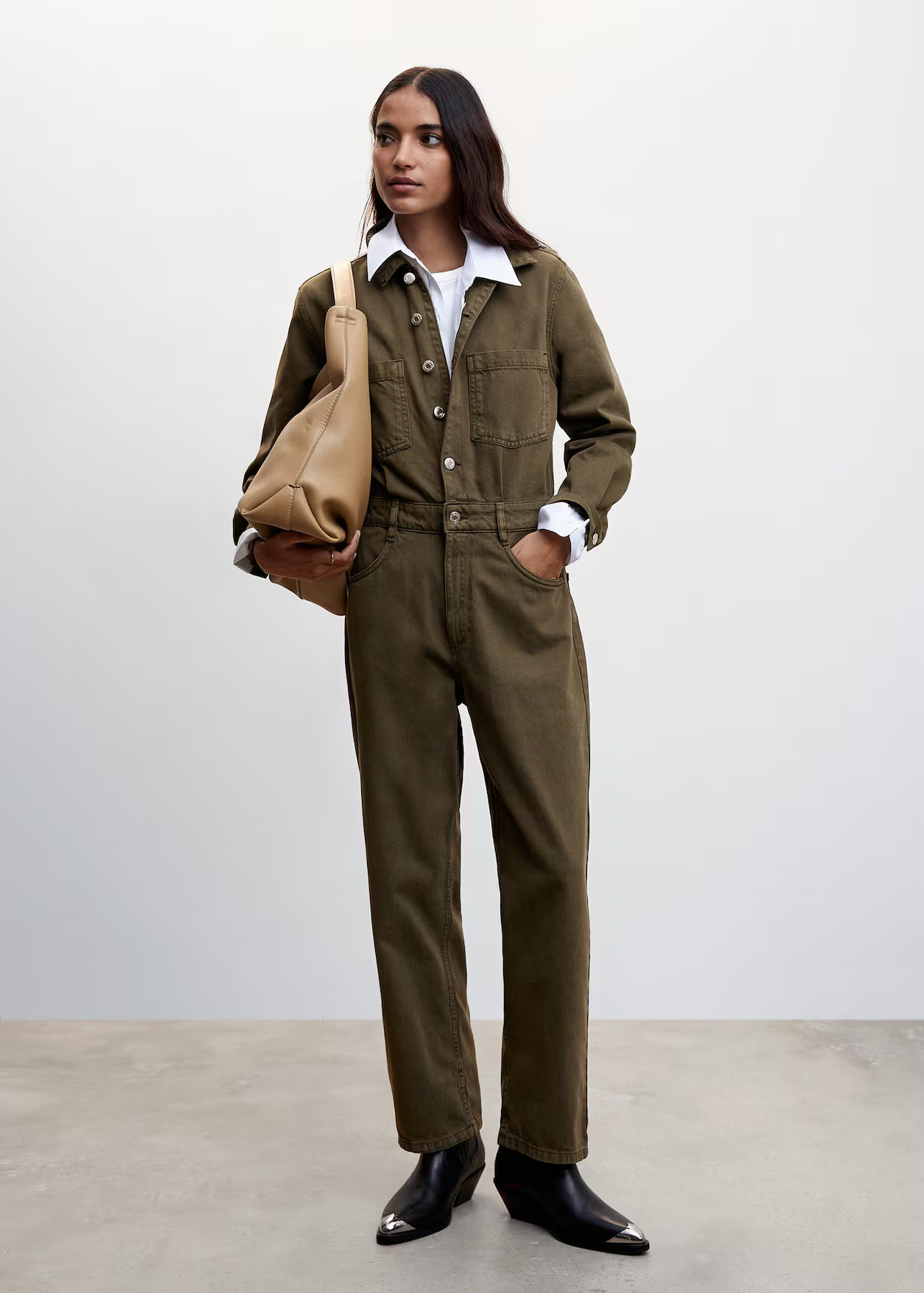 Long denim jumpsuit -  Women | Mango USA | MANGO (US)