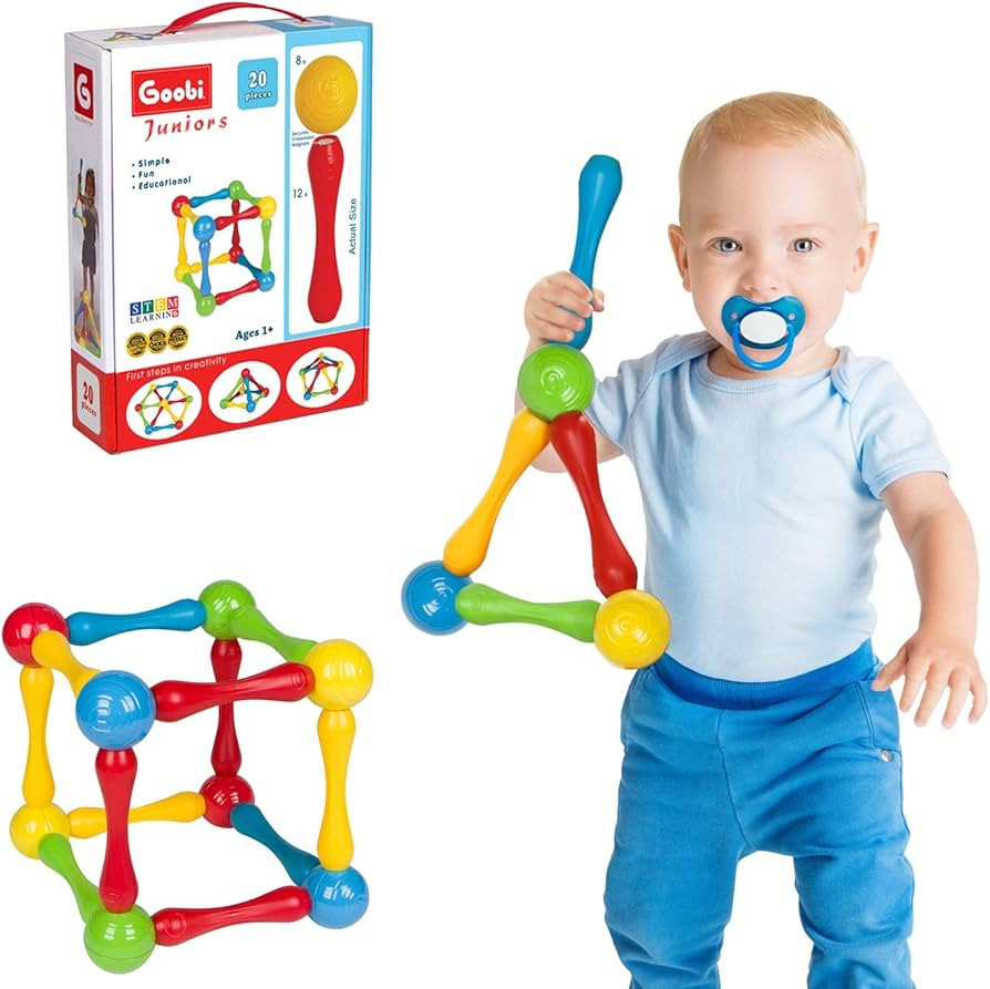 Goobi 20 Piece Construction Set Large Building Blocks Developmental Play Sticks STEM Learning Vib... | Amazon (US)
