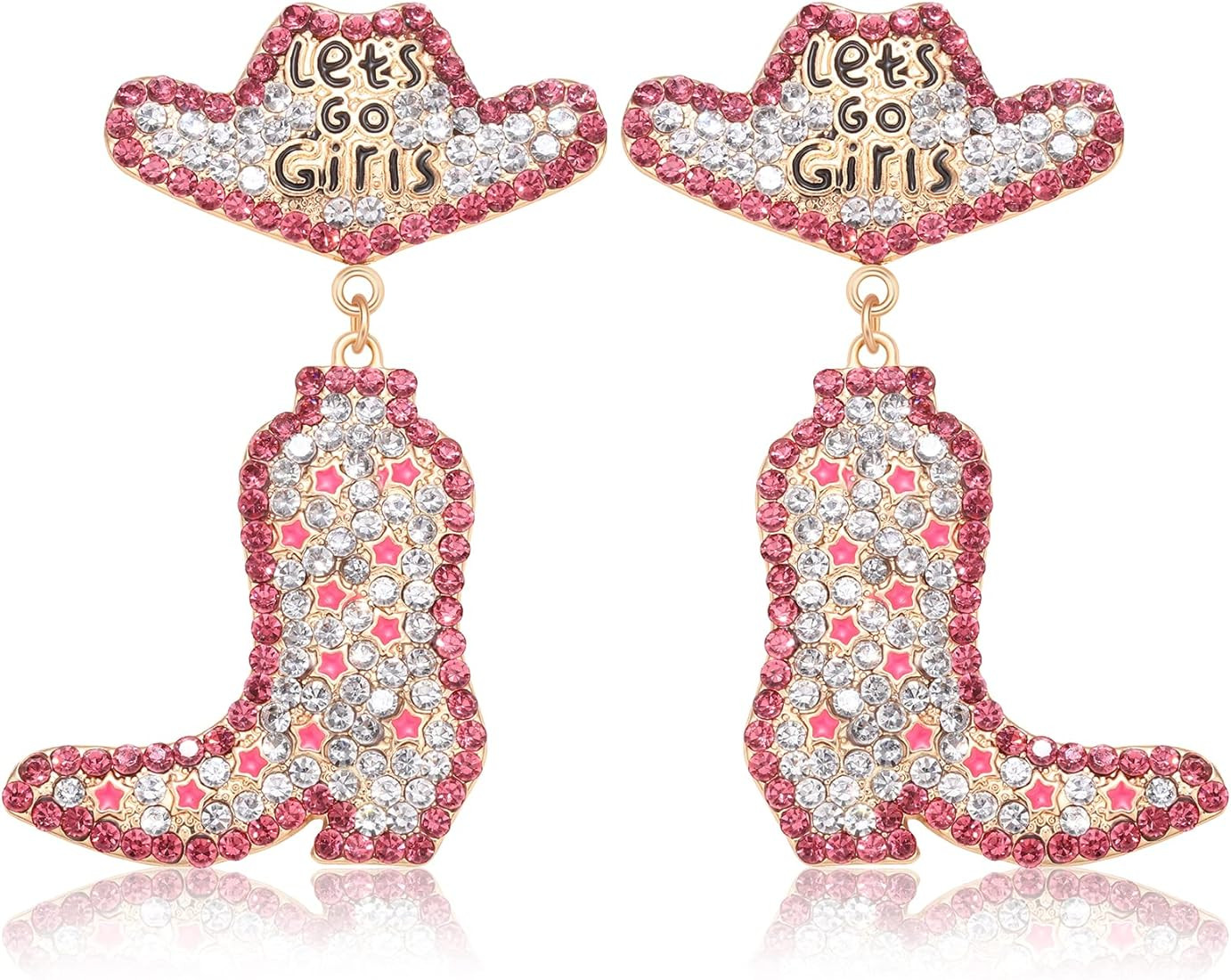 Beaded Cowboy Earrings Sparkly Rhinestone Bead Boots Hat Dangle Earrings for Women Girls Fun West... | Amazon (US)