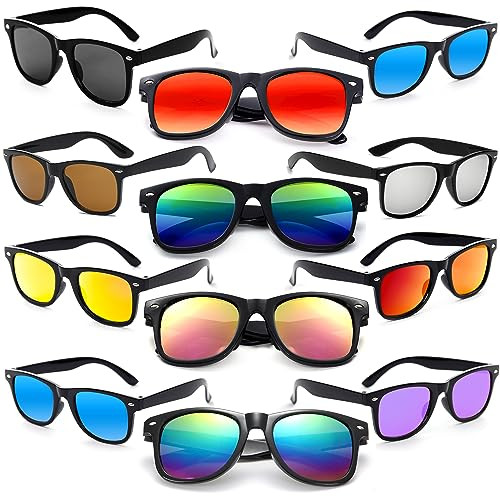 Dwenarry Neon Sunglasses Bulk Adult Colored Party Sunglasses Retro Plastic Shades Party Favors 12 Pack,Cinco de Mayo,Mexican Party | Amazon (US)