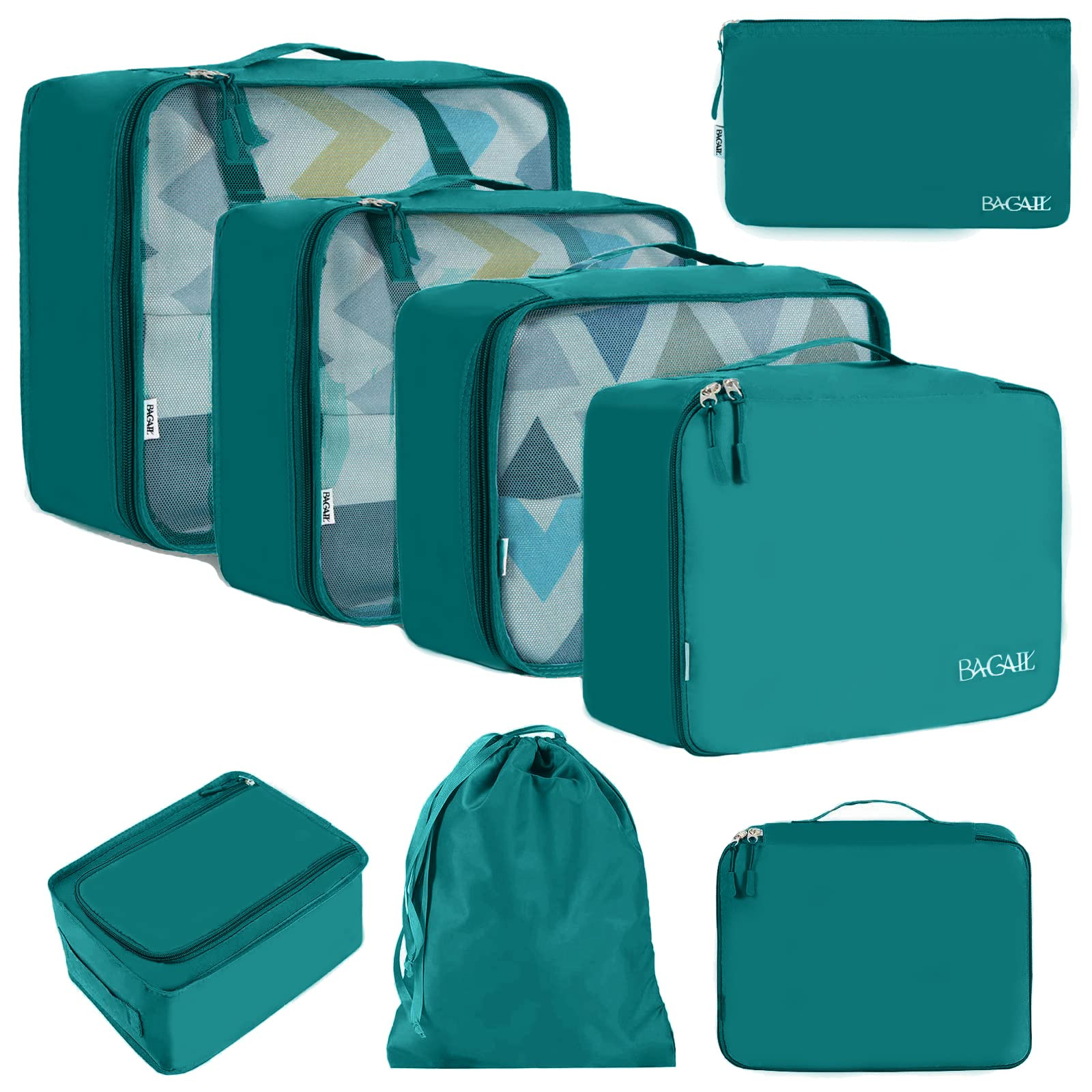 BAGAIL 8 Set Packing Cubes Luggage Packing Organizers for Travel Accessories-Aqua Color | Amazon (US)