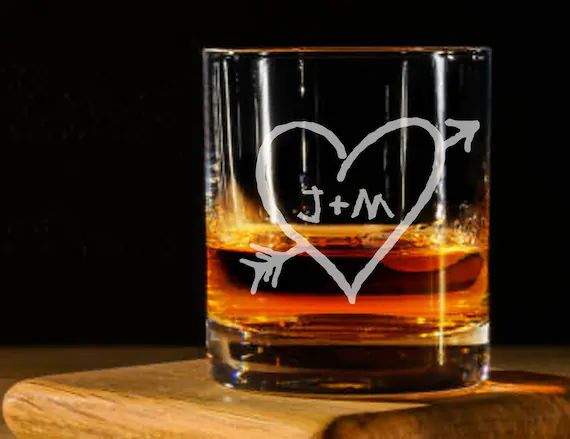 Heart With Initials Whiskey Glass  Personalized Whiskey Glass | Etsy | Etsy (US)
