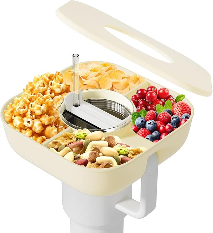 Flumy Snack Bowl with Lid: Fits 40 oz Tumblers with Handles, Reusable Snack Tray for Large Tumble... | Amazon (US)