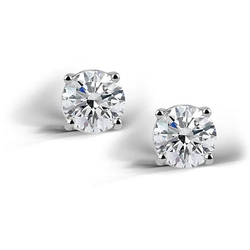 2 Carat Created White Sapphire Sterling Silver Stud Earrings, 6mm | Walmart (US)