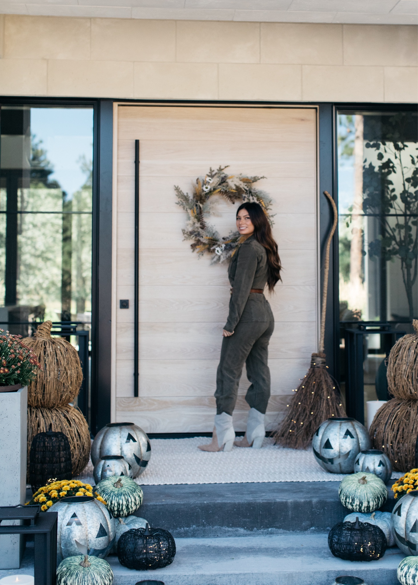 Such a good jumpsuit! Linking similar options below. All of the Halloween porch decor is from Pottery Barn.

#LTKStyleTip #LTKHome #LTKSeasonal