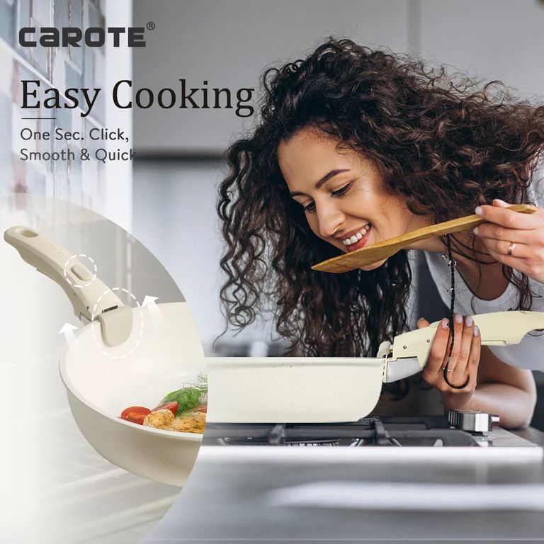 Carote Nonstick Cookware Sets, 5 Pcs Granite Non Stick Pots and Pans Set with Removable Handle | Walmart (US)