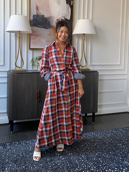 Loving this mixed print maxi dress! The plaid gives all the fall vibes! Wearing a small 
