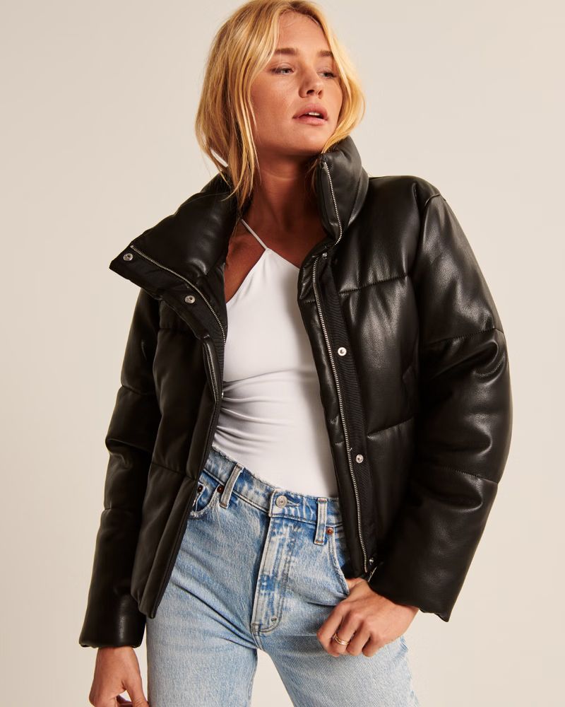 A&F Vegan Leather Mini Puffer | Abercrombie & Fitch (US)