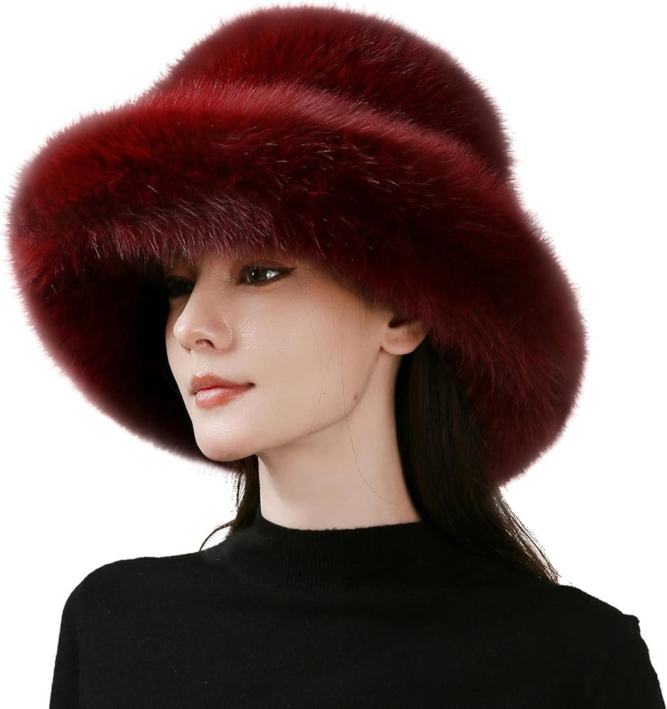 Dikoaina Luxury Faux Fur Bucket Hat for Women Girl – Oversized Brim, Super Soft & Fluffy Winter... | Amazon (US)
