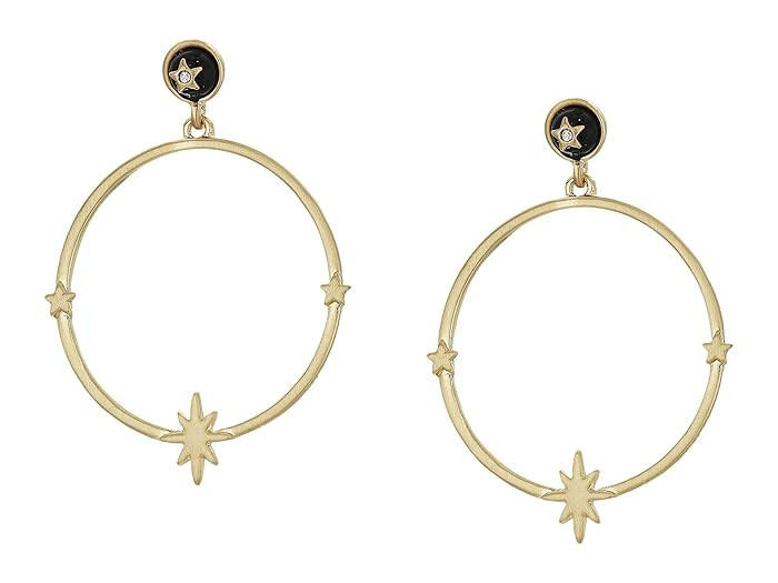 Lucky Brand Agate with Star Hoop Earrings (Gold) Earring | Zappos