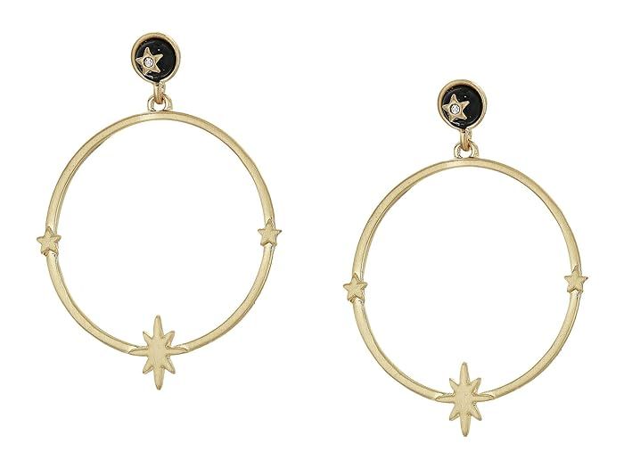Lucky Brand Agate with Star Hoop Earrings (Gold) Earring | Zappos