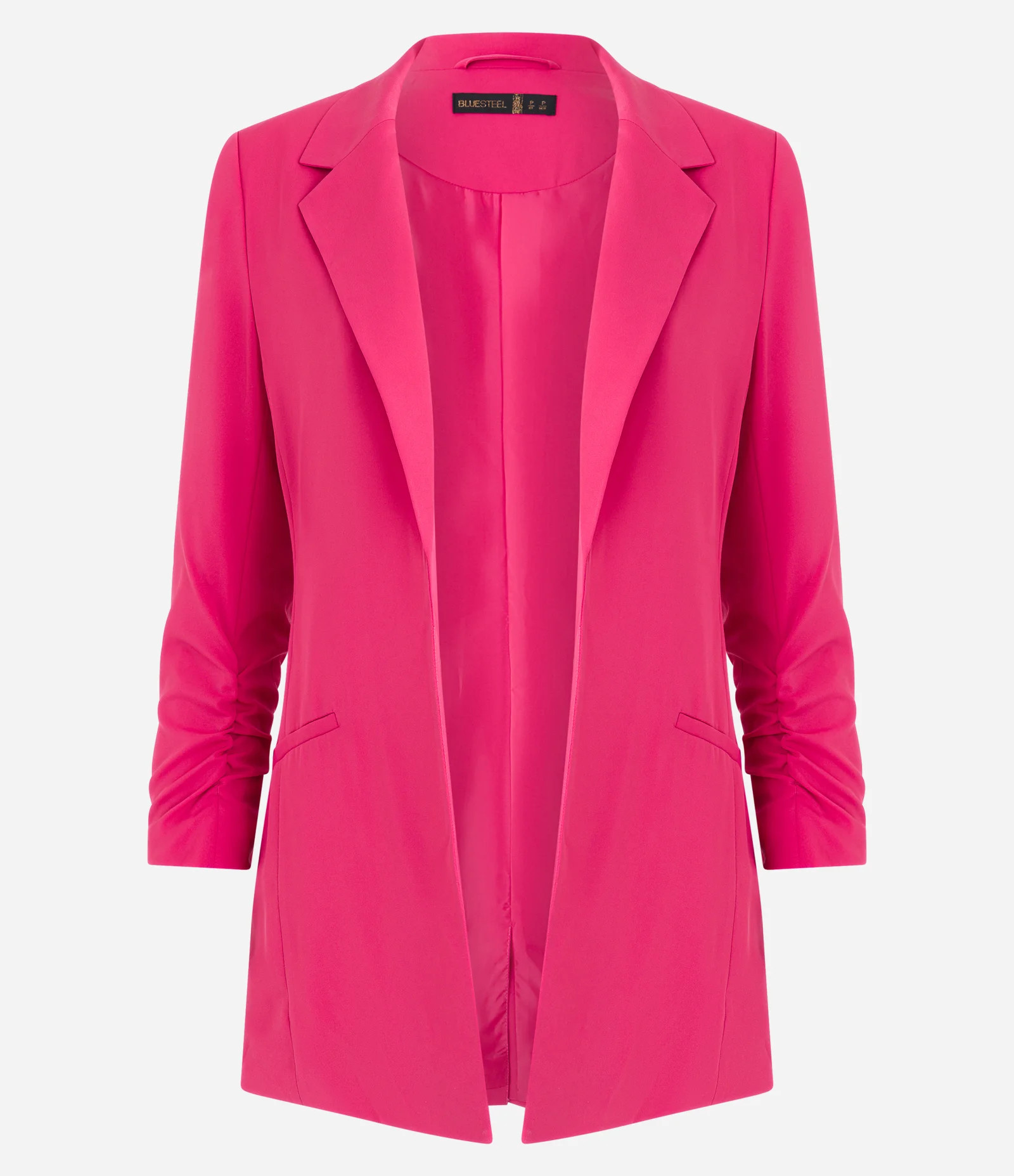 Blazer Alongado de Alfaiataria em Crepe com Rugas nas Mangas Rosa Chiclete | Renner (BR)