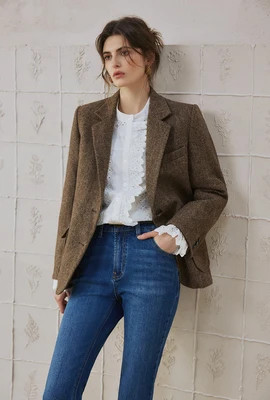 Emilia Wool Blazer - Brown | Petite Studio NYC