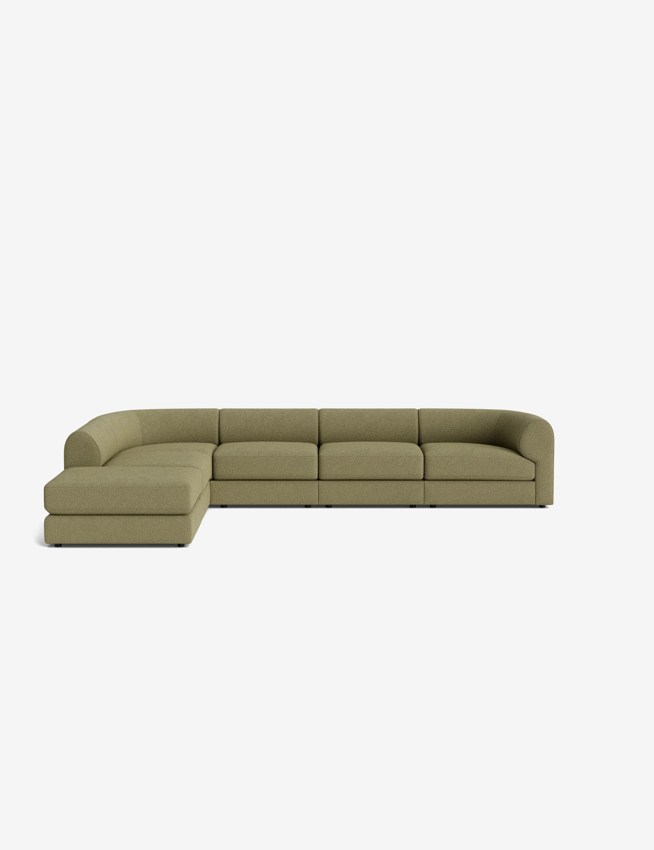 Sergio Modular Corner Sectional Sofa With Ottoman, Green Luxe Boucle | Lulu and Georgia 
